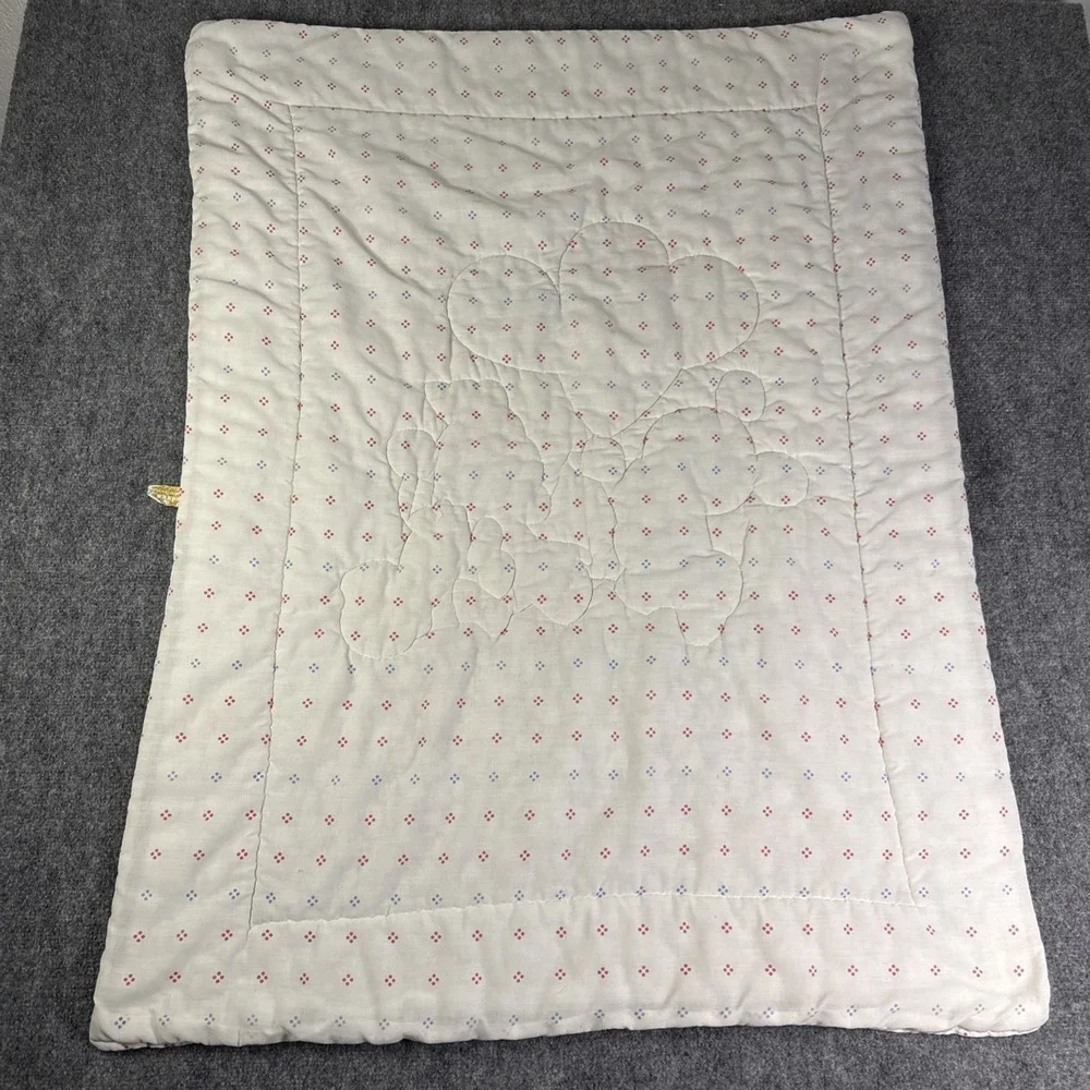 Vintage 1984 Dundee Disney Baby Crib Blanket Mickey Minnie Pluto Quilt USA 41x31